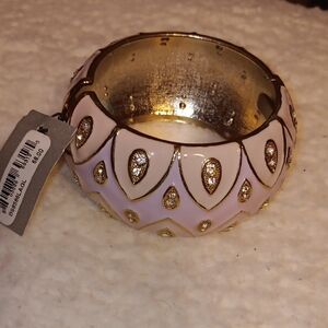 Elegant Gold, Purple and Pink Bangle Bracelet
